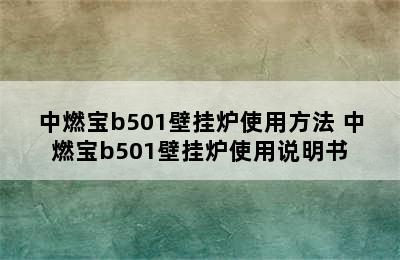 中燃宝b501壁挂炉使用方法 中燃宝b501壁挂炉使用说明书